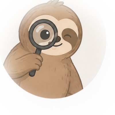 Sloth looking through a magnifying glass