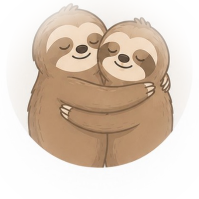 Two sloths hugging
